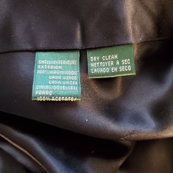 Lauren Ralph Lauren Double Breasted Coat Black 100% Virgin Wool Pockets Size 4 - Picture 6 of 11